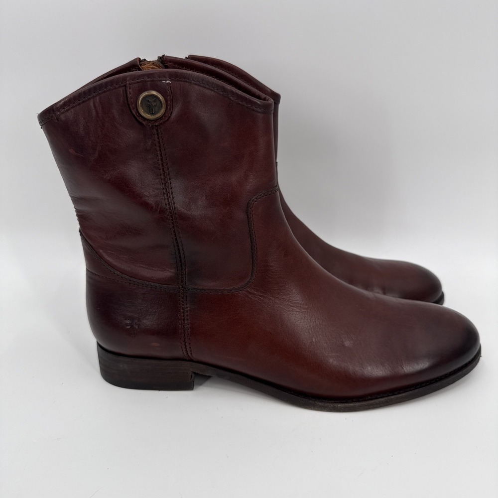 Frye Womens Cognac Melissa Button 2 Short Leather Ankle Boots Size 11B Western - Picture 5 of 10